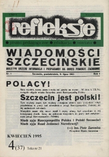 Refleksje : pismo pedagogiczne, edukacja, oświata. 1995 nr 4