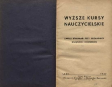 Wyższe kursy nauczycielskie : zakres wymagań przy egzaminach wstępnych i eksternów