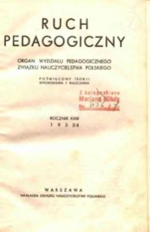 Ruch Pedagogiczny. R. XXIII, 1933/34 nr 1