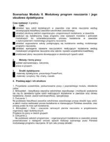 Modułowy program nauczania i jego obudowa dydaktyczna