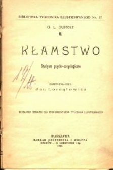 Kłamstwo : studyum psycho-socyologiczne